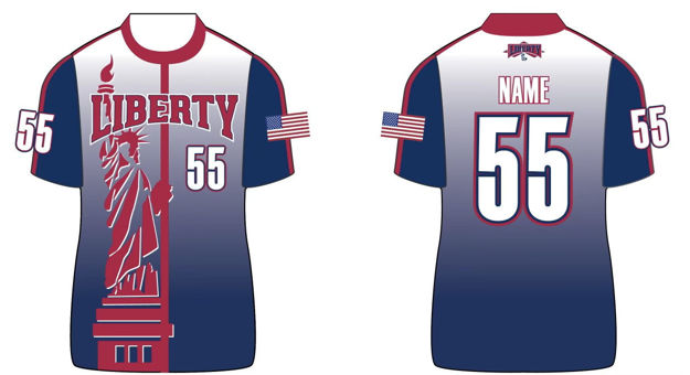 Picture of 2025 LIBERTY CUSTOM SUBLIMATED  SHORT SLEEVE FULL ZIPPER WARMUP